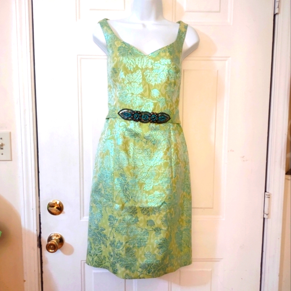 Teri Jon By Rickie Freeman Sleeveless Metallic Women's Dress. Size 10